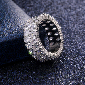 Elegant Sterling Silver Zircon Stone Ring