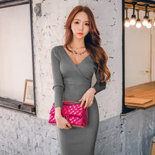 Load image into Gallery viewer, V-Neck Slim Body-con Dress