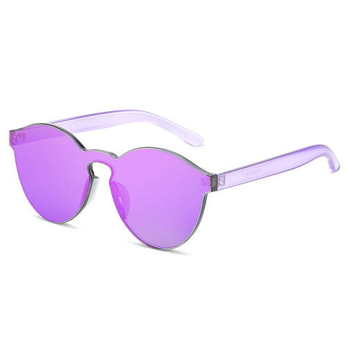 RTBOFY One Piece Rimless Sunglasses Transparent Candy Color Tinted Eyewear