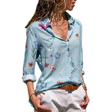 Load image into Gallery viewer, Flower Print Long Sleeve Collar Blouse